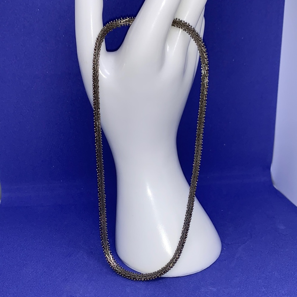 Amazing Italian Wheat Pattern Sterling Silver 15 Inch Choker Necklace Intricate